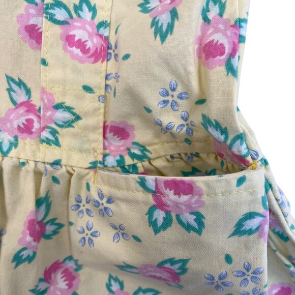 Lacoste Girls Yellow Floral Cotton Dress 4T With Back Buttons & Pockets - Picture 3 of 7